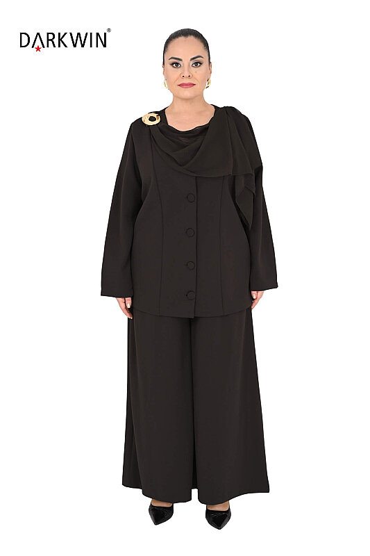 P9919 DARKWIN BLUZ-PANTOLON KAHVE - DARKWIN
