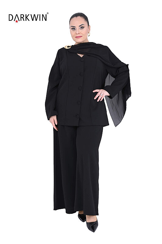 P9919 DARKWIN BLUZ-PANTOLON SIYAH - 4