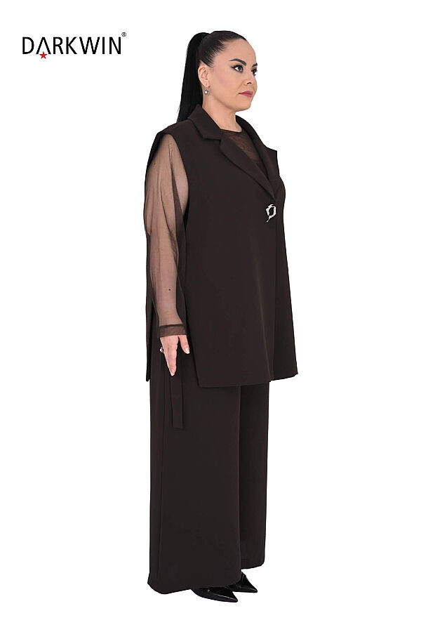 P9923 DARKWIN CEKET-BLUZ-PANTOLON KAHVE - 2