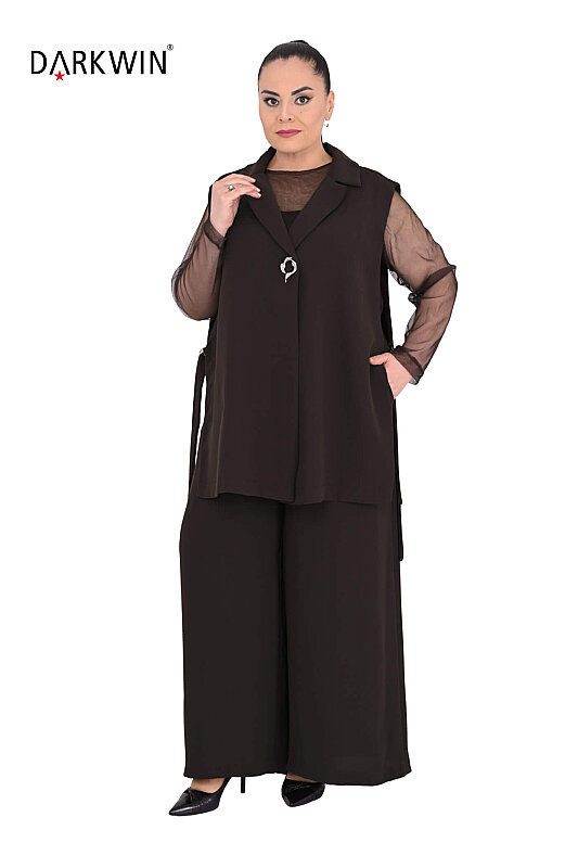 P9923 DARKWIN CEKET-BLUZ-PANTOLON KAHVE - 4