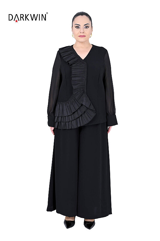 P9925 DARKWIN BLUZ-PANTOLON SIYAH - DARKWIN