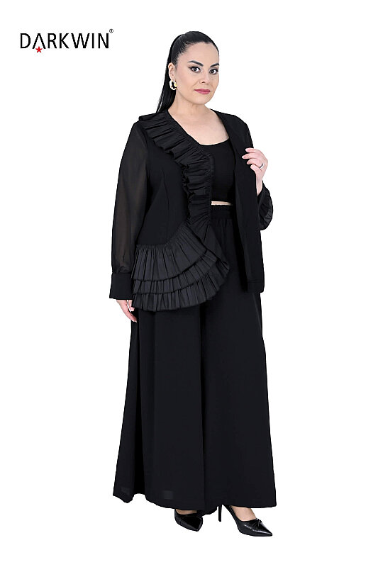 P9925 DARKWIN BLUZ-PANTOLON SIYAH - 5