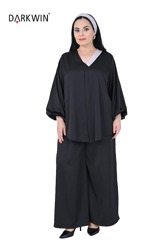 P9970 DARKWIN BLUZ-PANTOLON SIYAH - 4
