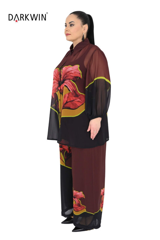 Y6026 DARKWIN BLUZ-PANTOLON KAHVE - 2