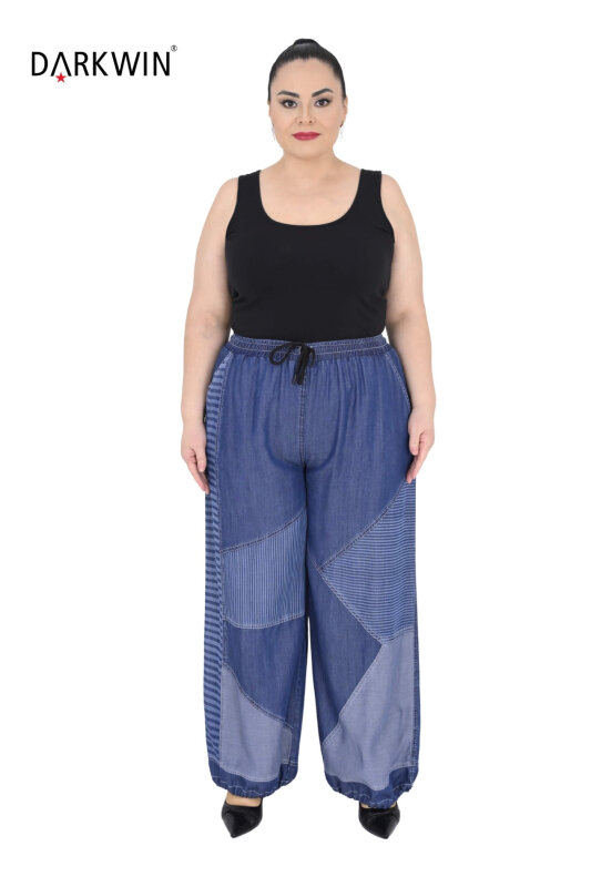 Y8011 DARKWIN BLUZ-PANTOLON SIYAH-MAVI - 4