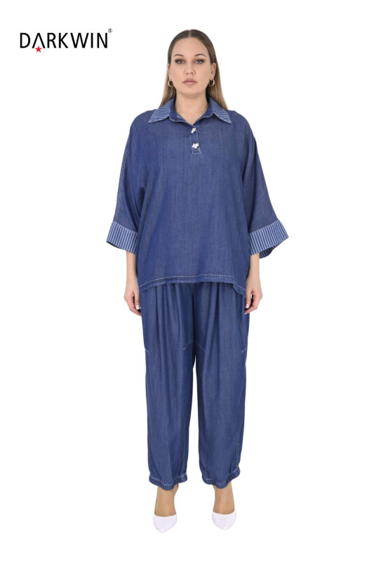 Y8025 DARKWIN BLUZ-PANTOLON MAVI - DARKWIN