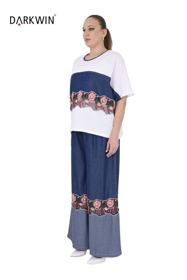 Y8029 DARKWIN BLUZ-PANTOLON BEYAZ-MAVİ - 2
