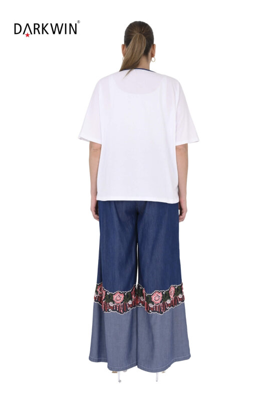 Y8029 DARKWIN BLUZ-PANTOLON BEYAZ-MAVİ - 3